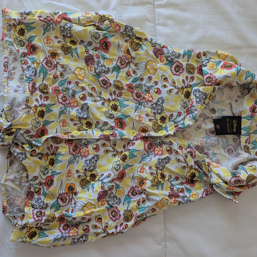 Her Universe Beauty And The Beast Floral Button-Up Shirt